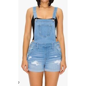 WAX JEAN Distressed Short Overalls Shortalls Womens Size S Adjustable Straps